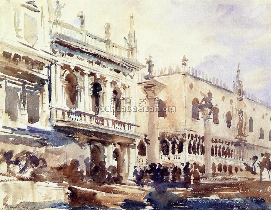 The Piazzetta and the Doge's Palace - 约翰·辛格·萨金特